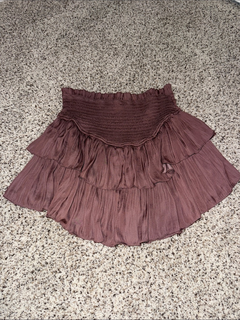 Smocked Tiered Skater Skirt - Dusty Mauve